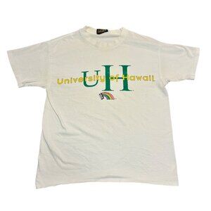 University Of Hawaii UH Vintage T Shirt Large Pure Magic Distressed Hole Rainbow